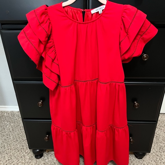 Worn once. Red tiered ruffle dress - Picture 2 of 6